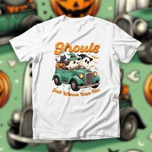 Ghouls Just Wanna Have Fun Shirt, Halloween Ghosts Driving Unisex T-shirt